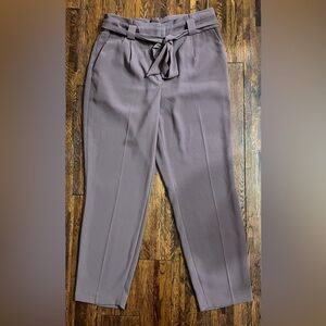 EXPRESS High Rise Belted Paperbag Ankle Trouser in Mauve Size 12